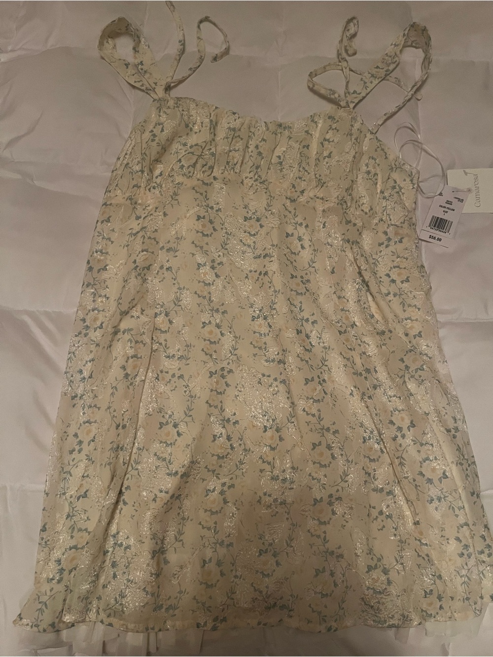 Dry Goods Cream Mini Dress with Pale Blue Floral
